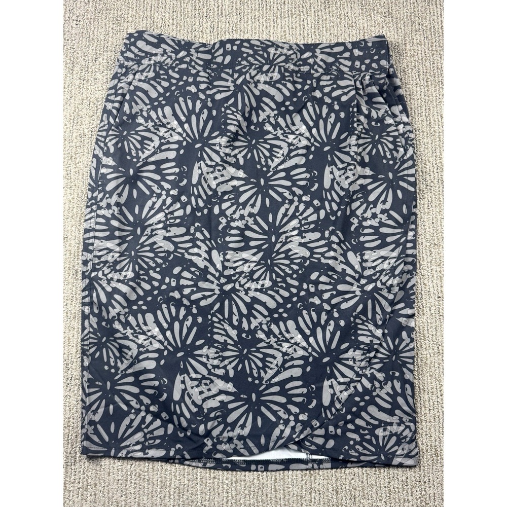 RipSkirt Womens L Length 3 Wrap Skirt Shibori Butterfly Charcoal Grey Swim Beach